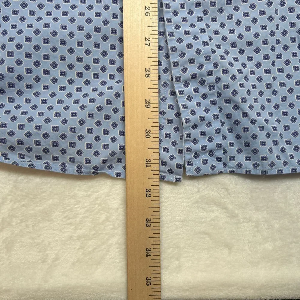 Polo Ralph Lauren Dress Shirt Mens 2XL Light Blue Geometric Print Button‎ Down